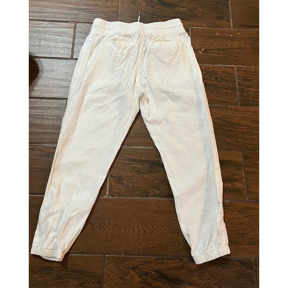 Athleta Cabo Linen Jogger White 100% Linen Smocked Pants Size 12 RN 54023 - Picture 2 of 7